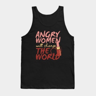 Angry Women Will Change The World Pink Lipstick Design Tank Top